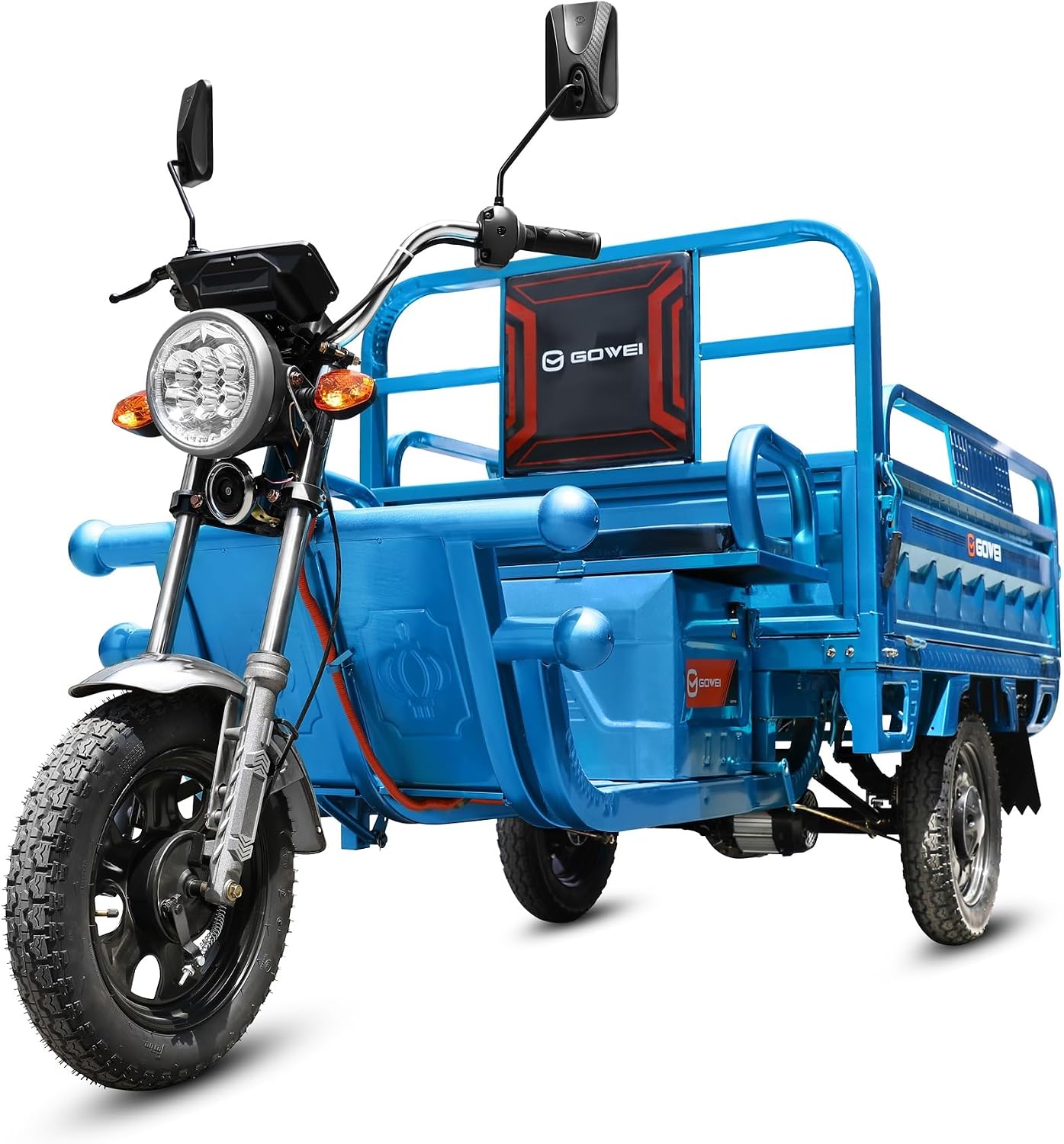 Oryxearth 1000W Electric Tricycle Cargo Carrier w 440LBS Capacity, 31-Mile Range, 2.12 cu ft Storage & LED Display, Blue