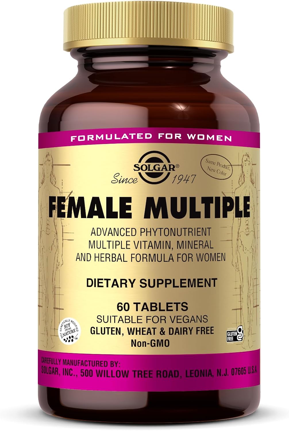 Solgar Female Multiple Tablets - Pack of 60 - With 27 Key Nutrients for Daily Wellbeing - With Vitamin C, B12, Iron and Folic Acid - Vegan