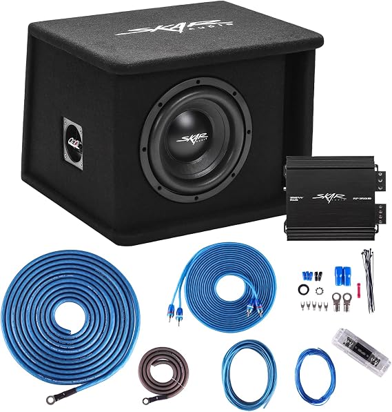 Skar Audio Single 8" Complete 700 Watt SDR Series Subwoofer Bass Package - Includes Loaded Enclosure with Amplifier