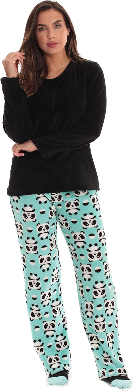 Just Love Plush Women’s Pajama Pant Set with Matching Socks with Sayings