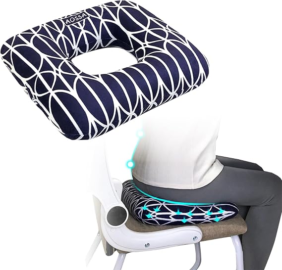 AOSSA Donut Pillow for Bed Sores, Pressure Relief Butt Cushions, Medical Sacral Square Donut Cushion, BBL Pillow for Sleeping, Bed Sore Prevention Pad, Long Sitting Tailbone Pain