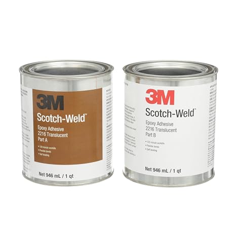 3M Scotch-Weld Epoxy Adhesive 2216, Translucent, Part B/A, 946.4 mL (1 qt) | Heat-Resistant, High-Performance