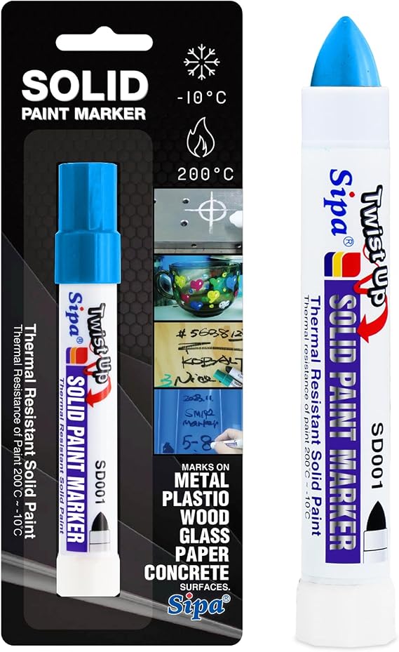 Sipa Permanent Solid Paint Markers, Twist Long-Lasting Paint Pens for Window, Wood,Metal and Glass Marker, 1 Pack (Blue)