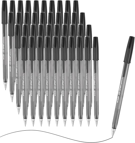 M&G Ballpoint Pen 0.7mm, 40pcs Retractable Fine Point Black Ink Click Ball Point Pen Writing Supplies for Journaling Home Office Classroom, Clear