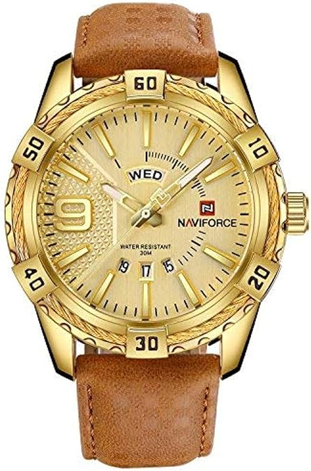 NAVIFORCE Luxury Men Sports Watches Waterproof Quartz Gold Big Face Date Clock
