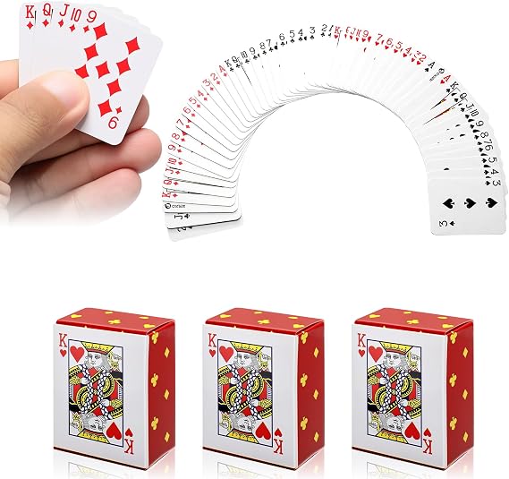 3 Pack Small Deck of Cards, Fun & Portable Smal Playing Cards for Travel, Camping, Parties, Cute & Durable 1.18 x 1.57 Inch Deck, Perfect for Game Nights with Friends & Family