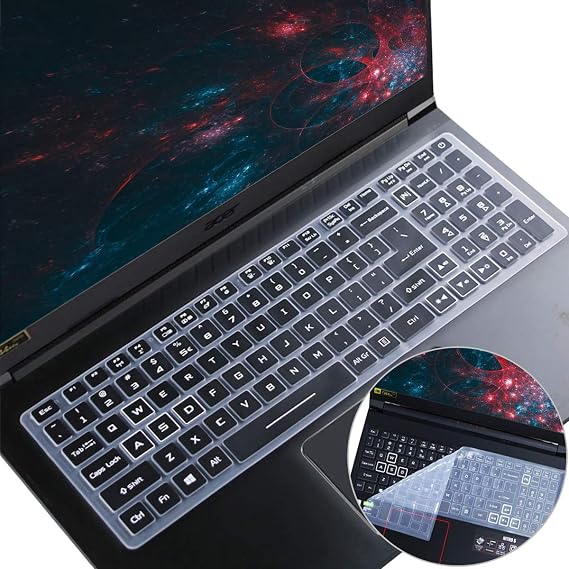 2Pcs Keyboard Skin for Acer Nitro 5 & Acer Predator Helios 300, Nitro 5 AN515-45/43/44 AN515-58/57/56/54/55 AN517-54/53/51/52, Predator Helios 300 PH315-55/54/53/52 PH317-53/54, Nitro 7 AN715-51/52