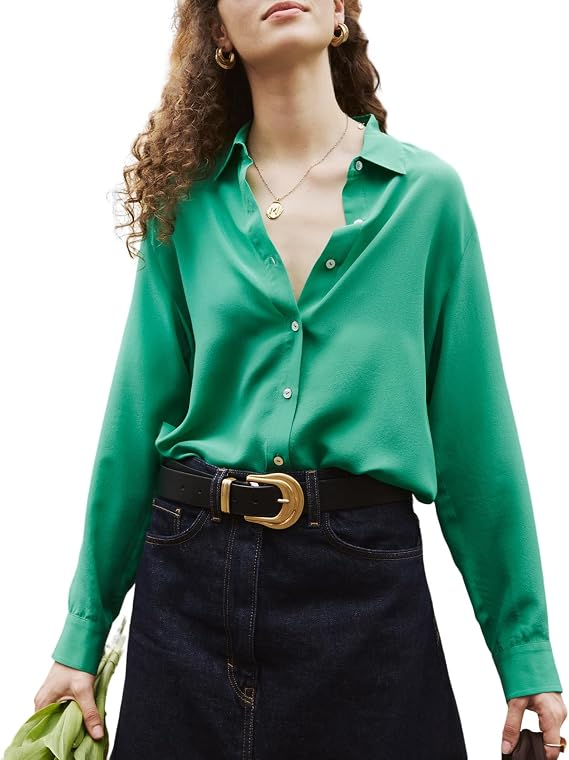 COLD POSH Spring Pure Silk Blouses for Women
