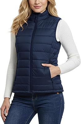 Outdoor Ventures Womens Lightweight Puffer Vest Outerwear Zip Up Warm Sleeveless Winter Jacket Padded Gilet Quilted Coat