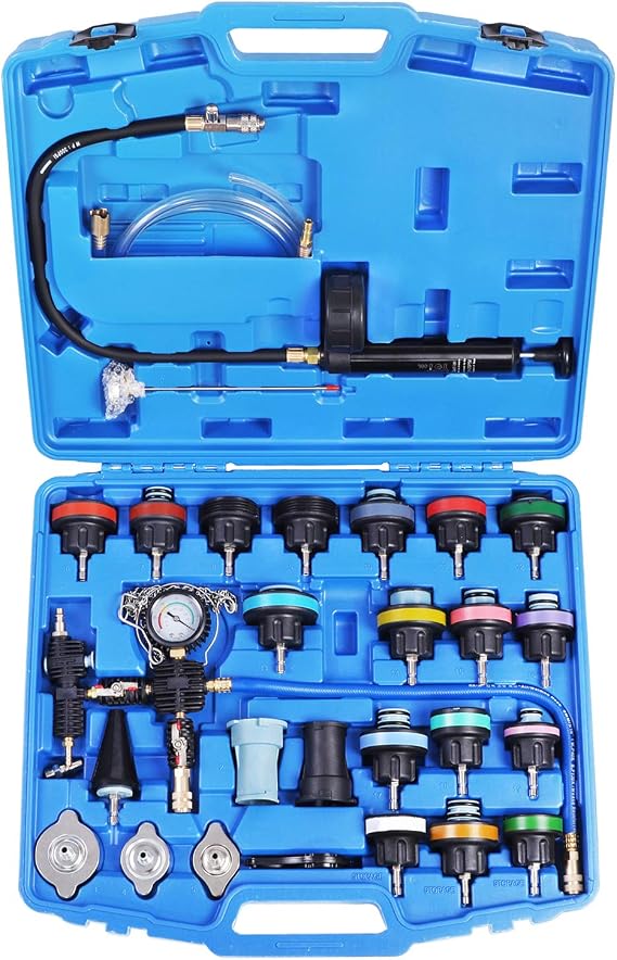 YSTOOL 28PCS Radiator Pressure Tester & Pneumatic Vacuum Coolant Refill Kit