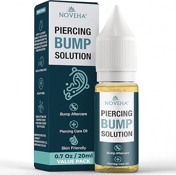 NOVEHA Piercing Bump Solution for Keloid Reduction | Soothing Solution Tea Tree Oil Formula for Scars & Keloid Bump Removal | Safe & Natural Piercing Aftercare Skin Recovery for Face & Body | 20ml