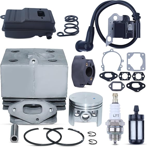 46MM Cylinder Piston Kit for Stihl BR420 BR400 SR400 SR420 BR320 BR340 BR380 Engine with BR420 Ignition Coil Exhaust Muffler Replace Parts 4203-020-1201 4203 400 13014203 140 0602