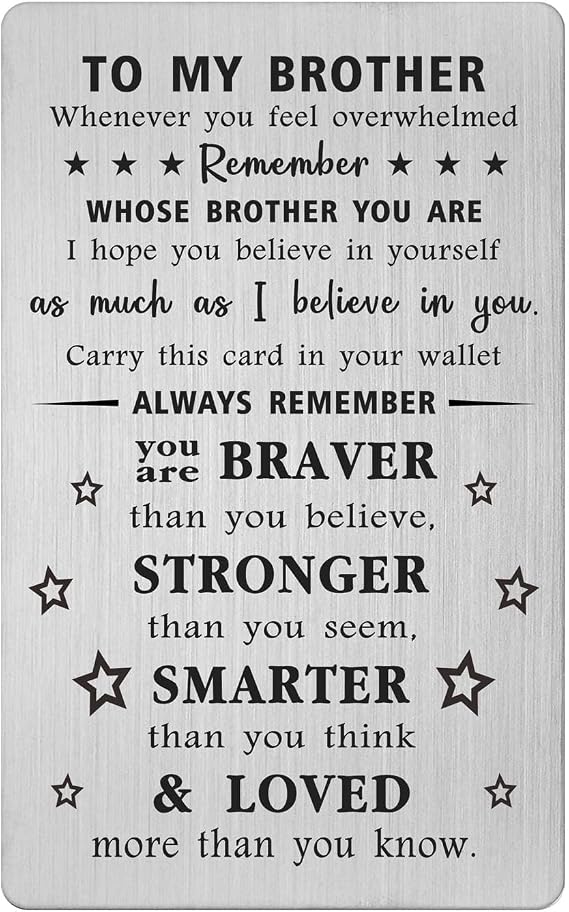 Brother Birthday Card Gifts - Brother Gifts from Sister - Best Bro Gift for Birthday Graduation Wedding Presents
