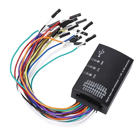16 Channel Logic Analyzer, High Speed USB Signal Debug Analyzer with 100M Sampling Rate Multi Protocol Decoding PC Based Memory Support for Lab Testing ABS 1 Pack