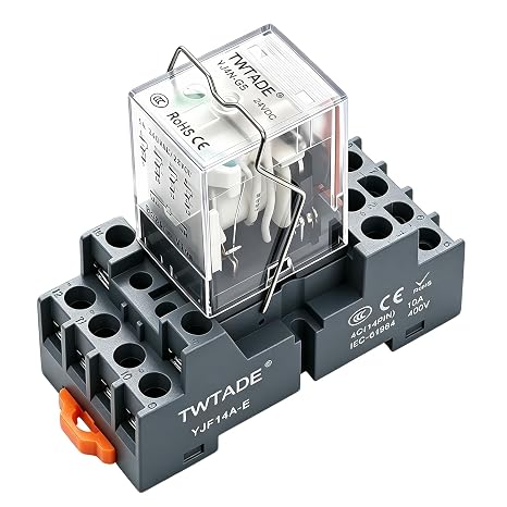 TWTADE Electromagnetic Power Relay with Base, 24V DC Relay Coil 14-Pin 5A