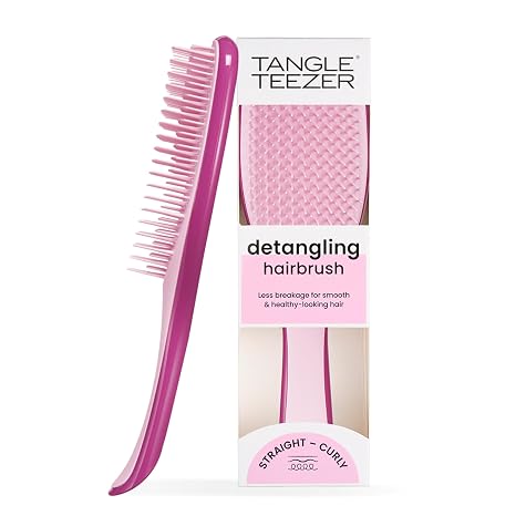 Tangle Teezer Hair Brush Ultimate Detangler Raspberry Rouge A Brush for Dry & Wet Hair with Flat Handle for Ideal Grip Blow Dryer Brush Innovative Detangler Brush Pack of 1