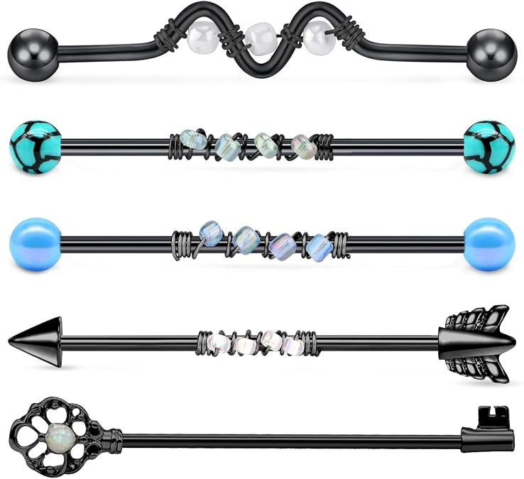 Mayhoop 14G Stainless Steel Industrial Barbell Earring Cartilage Body Piercing Jewelry 38mm 1&1/2 Inch Industrial Piercing Bar