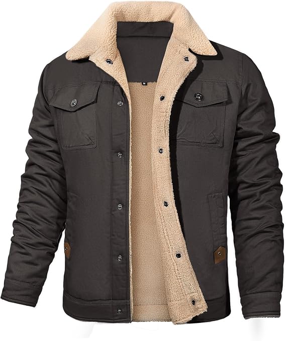 Mens Winter Jacket Thick Thermal Warm Fleece Lined Sherpa Jacket 2026
