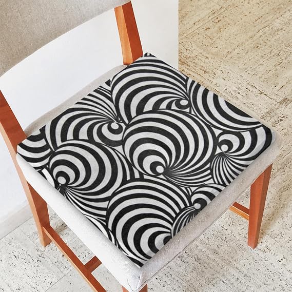 Abstract Swirl Dinning Romm Chair Cushion Washable Indoor Kitchen Chair Pads Seat Cushions Black White Chair Cushions for Dining Chairs 16" x 16"