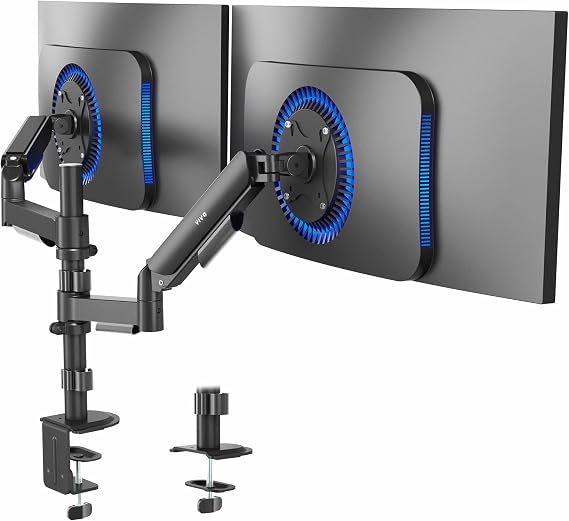 VIVO 17 to 32 inch Dual Mechanical Monitor Mount, 2 Tension Spring Arms, Adjustable Swivel, Rotation, Heavy Duty VESA Desk Stand with C-clamp, Grommet, Max VESA 100x100, Black, STAND-V002K