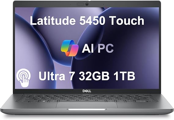 Dell Latitude 5450 5000 Business AI PC Laptop (14" FHD Touchscreen, Intel 12-Core Ultra 7 155U, 32GB DDR5 RAM, 1TB SSD), Backlit, Fingerprint, IR Webcam, 2x Thunderbolt 4, Ethernet, Win 11 Pro