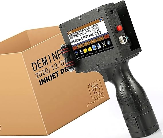 Portable Handheld Printer with 4.3 Inch Touch Screen, Printing Height 2-12.7mm Inkjet Coding Machine, for Barcode/Production Date/Logo/Serial Number