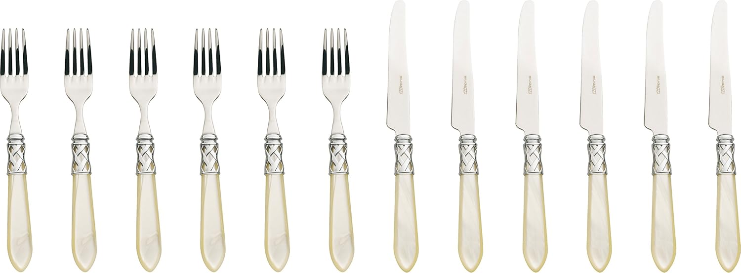 Bugatti alcam-s4280 Aladdin Dessert Cutlery Set 12 Pieces Stainless SteelABS Ivory 36 x 26 x 4 cm
