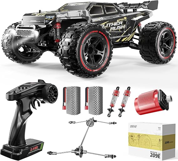 DEERC 1:10 Fast Brushless RC Car for Adults, 60+ KMH, 2 x 3S Batteries