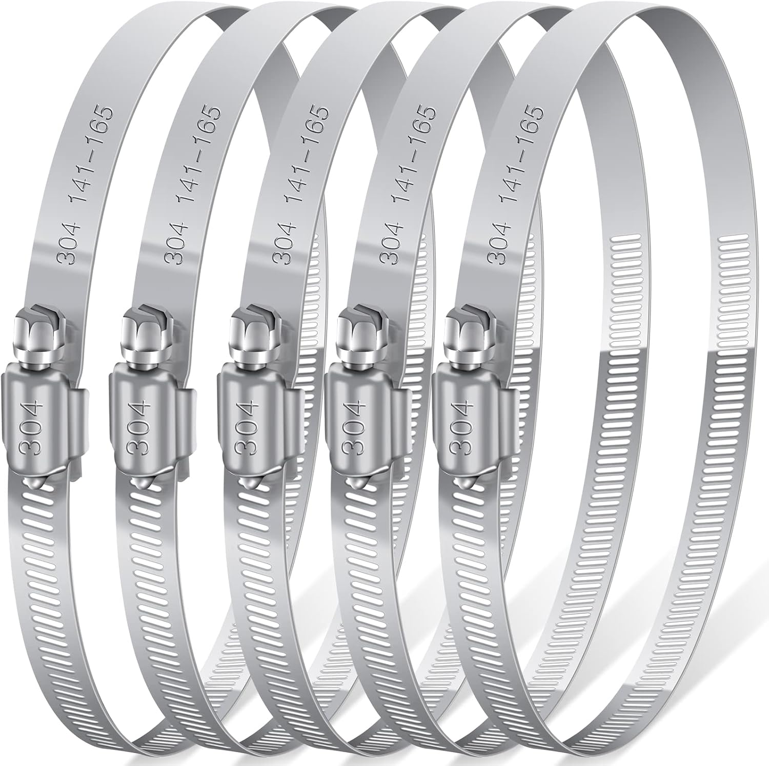 5 Pcs Hose Clips Assorted, JatilEr 141-165mm Hose Clamp Adjustable Stainless Steel Pipe Clip, Duct Clamps Pipe Clamps Adjustable Metal Hose Clips for Securing Hoses and Pipes Tube