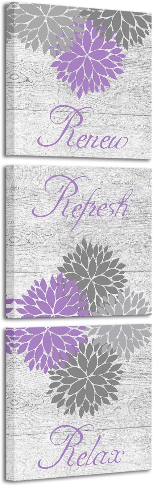 DuoBaorom Lilac and Gray Bedroom Decor Lavender Dahlia Flower Wall Art