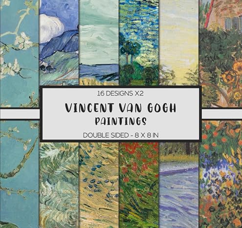 Scrapbooking Paper - Vincent Van Gogh Paintings: Double Sided, 8 x 8 Inches, for Journaling, Cardmaking, DIY, Collage, Mixed Media, Ephemera, More Decorative Crafts Projects