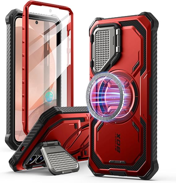 i-Blason for Samsung Galaxy S25 Plus Case MagSafe, Camera Cover Stand, Red