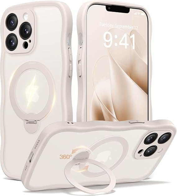 CAPRARO for iPhone 13 Pro Max Case with Magnetic Stand, Stone
