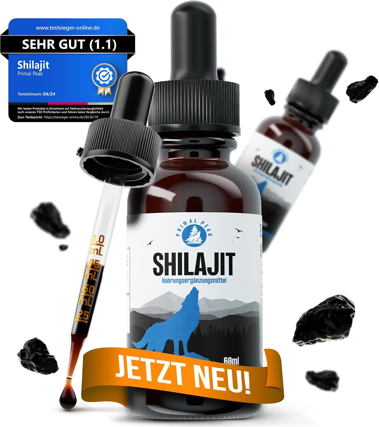 Shilajit Original Drops 76% Fulvic Acid [High Dose & Laboratory Tested] from the Himalaya Shilajit High Quality Mumijo Liquid Himalayan Shilajit Drops
