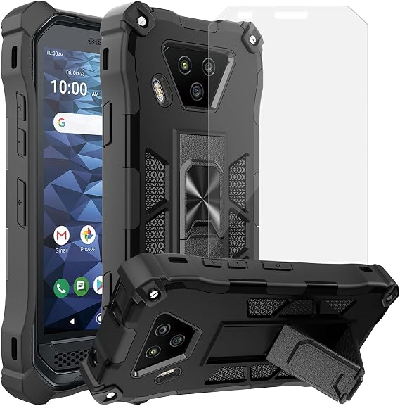 Ailiber for Kyocera DuraForce Ultra 5G/UW E7110 Case, Stand-Black | with Screen Protector,for Magnetic Car Mount, Kickstand Holder, Stable Adsorption, Shockproof Bumper, Heavy Duty Protective