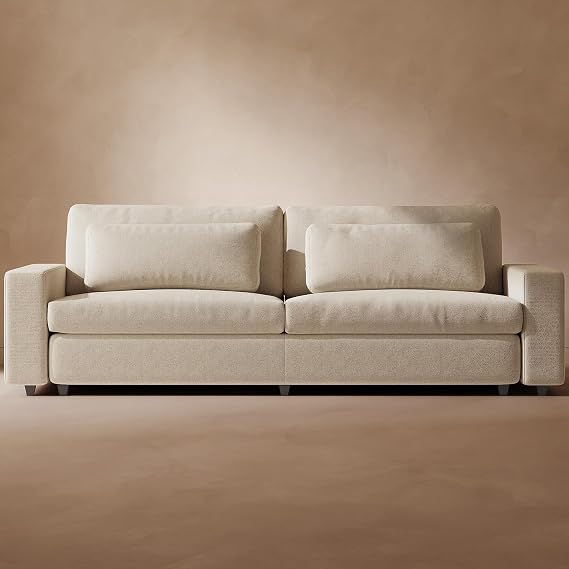 Guyii 104.72" Oversized Sofa, Extra-Wide & Deep Loveseat Sofa, 3 Seater Sofa with 2 Pillows, Modern Polyester Sofa Couch for Living Room, Bedroom, Home, 330 Lbs Capacity