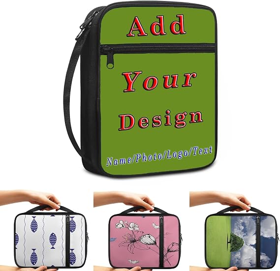 Custom Bible Cover, Personalized Church Bag Carrying Book Case Bible Protective with Handle Zippered Pocket, Gift for Mother Lady Women Men OliveDrab