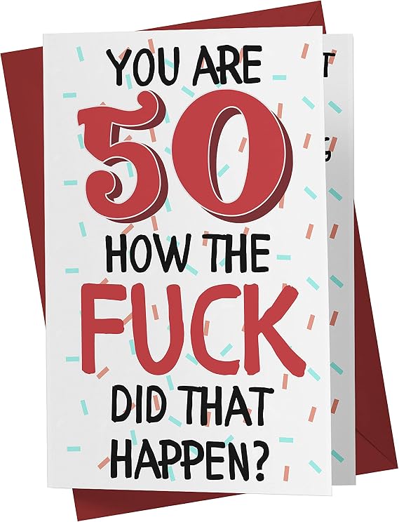 Karto Funny 50th Birthday Card for Men Women - Large 5.5x8.5 inch 50 Years Old Birthday Cards for Him Her - How