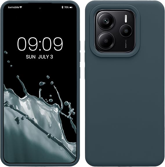kwmobile Case Compatible with Xiaomi Redmi Note 14 5G (Not for 4G) Case - TPU Silicone Phone Cover with Soft Finish - Dark Slate