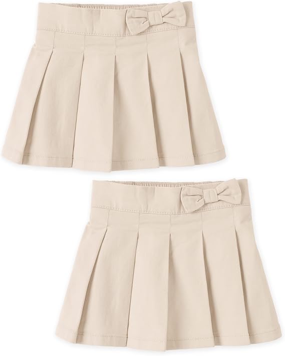 The Children's Place Baby Girls' Uniform Bow Pleated Skort 2 Pack