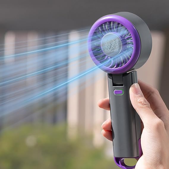 fuliying Portable Handheld Turbo Fan,Mini Foldable Fan,Small Fans,Neck Hanging,Rechargeable Battery,5 Wind Speed Settings,with Cooling Function,Suitable for Summer,Travel,Beach,Mountaineering
