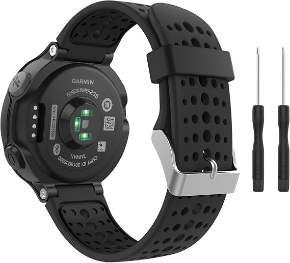MoKo Silicone Watch Band Compatible with Garmin Forerunner 235,Black&Black