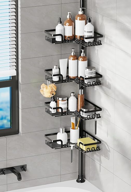 KEGII Telescopic Shower Caddy - Corner Shower Shelf Bathroom Corner Storage