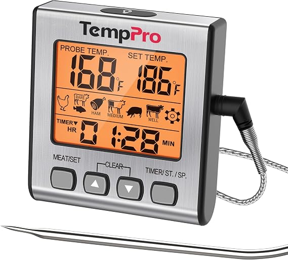 TempPro TempTrack Digital Meat Thermometer for Cooking and Grilling