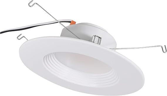 LEDVANCE Sylvania 5"/6" RT Recessed LED Downlight with Integrated Trim, 10.5W=75W, Dimmable, 900 Lumens, 3000K, White - 1 Pack (40633)