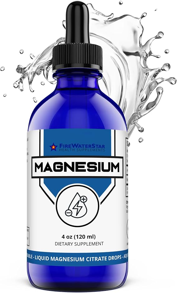 FWS Magnesium Citrate Liquid Drops for Adults and Kids, Pure Magnesium Citrate, Organic, Non-GMO, Vegan, Supports Sleep Calm Energy Muscles Nerves, Easy Adjustable Dosing, 4 Month Supply, 4 oz