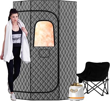 Portable Steam Sauna, Steam Sauna Tent Full Body Personal Sauna Room with 3L 1500W Steam Generator, Remote Control, Remote Control, 9 Levels Heat, 90 Mins Timer,Foldable Chair