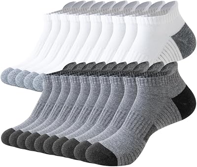 JOYNÉE 10 Pairs Mens Athletic Running Ankle Socks Cushioned Breathable Low Cut Sports Tab Socks for Men,Sock Size 10-13