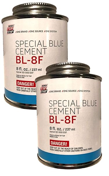 Rema Tip Top Special Blue Cement BL-8F Rubber Bonding Can - (8 fl. oz. / 237 ml), (2 Cans)