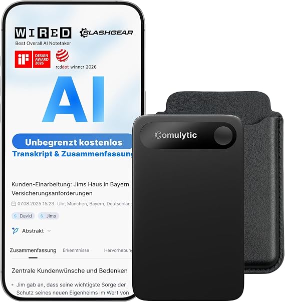 Comulytic Note Pro AI Digital Voice Recorder with Unlimited Transcription